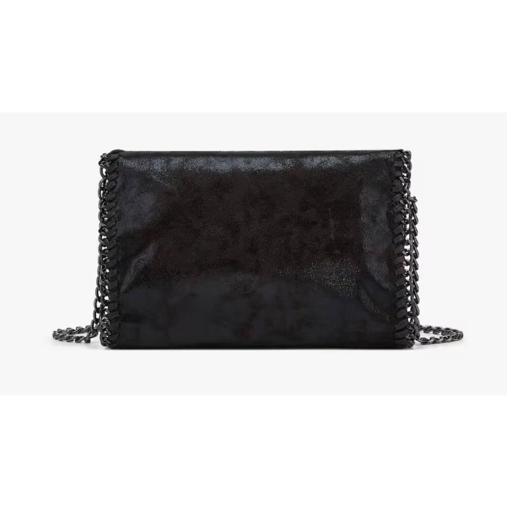 NWT Black on Black Gunmetal Chain Crossbody Bag High Fashion Designer Inspired - Picture 3 of 6